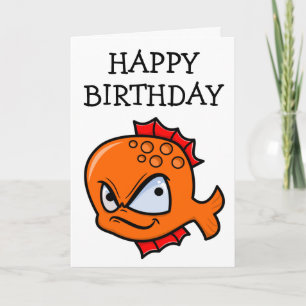 Funny Angry Goldfish Birthday Karte