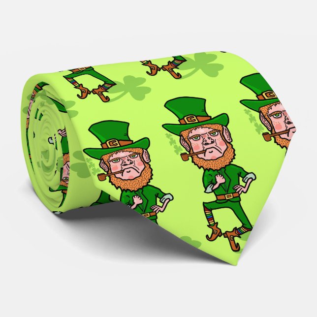 Funny Angry Lucky Irish Leprechaun Krawatte (Gerollt)