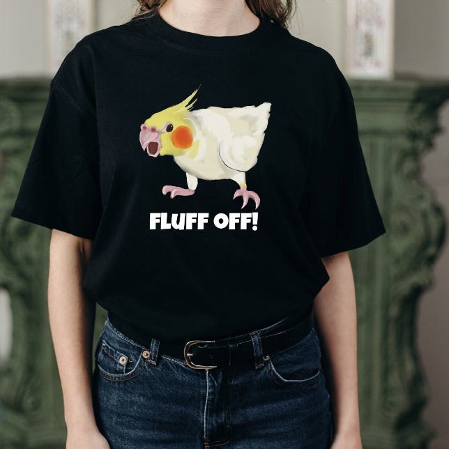 Funny Angry Lutino Cockatiel Fluff Off Pet Parrot  T-Shirt (Von Creator hochgeladen)