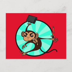 FUNNY ANGRY MONKEY GRAPHIC HORIZONTAL POSTCARD POSTKARTE