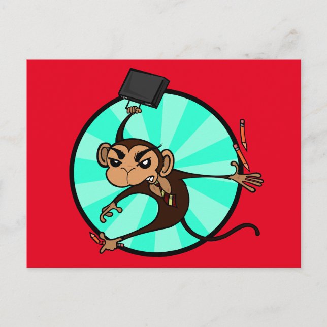 FUNNY ANGRY MONKEY GRAPHIC HORIZONTAL POSTCARD POSTKARTE (Vorderseite)
