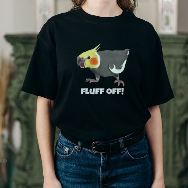 Funny Angry Normal Grey Cockatiel Fluff Off T-Shirt (Von Creator hochgeladen)