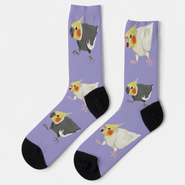 Funny Angry Normal Grey Lutino Cockatiels Socken (Linkes Detail)