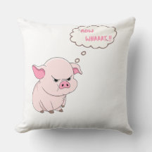 Funny Angry Pig Now Whaaat Meme Throw Pillow