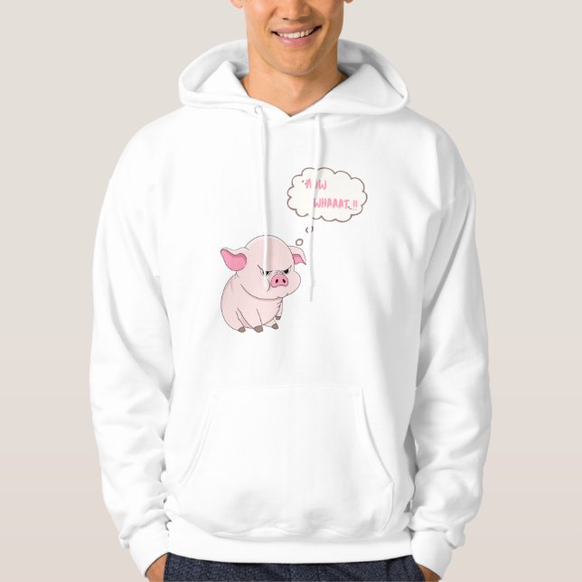 Funny Angry Pig Now Whaat Pullover Hoodie (Vorderseite)