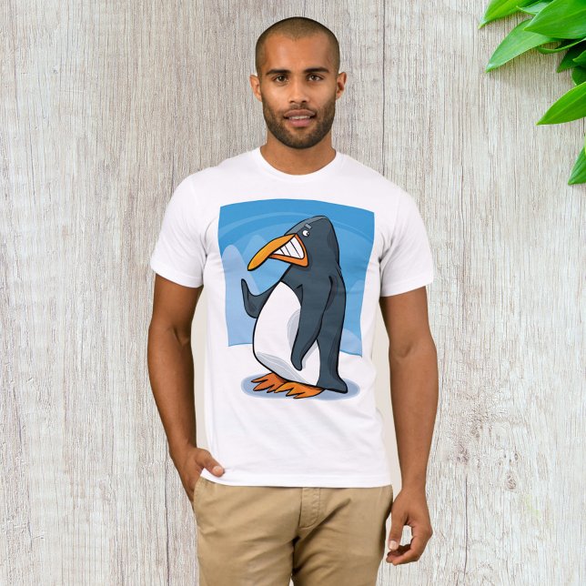 Funny Angry Pinguin Cartoon Cool Waving T-Shirt (Von Creator hochgeladen)
