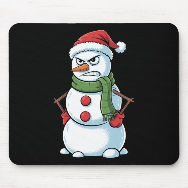 Funny Angry Snowman Weihnachten mit Weihnachtsmann Mousepad (Vorne)