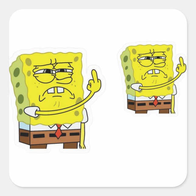 Funny Angry Sponge Cartoon Sticker - Grumpy Mood  (Vorderseite)