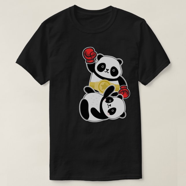 Funny Animal Boxing Panda Wrestling T-Shirt (Design vorne)