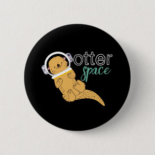 Funny Animal Cartoon Spaß Otter Space Button