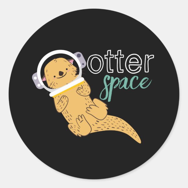Funny Animal Cartoon Spaß Otter Space Runder Aufkleber (Vorderseite)