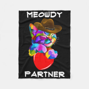 Funny Animal Cat Meowdy Partner Western Line Tanz Fleecedecke