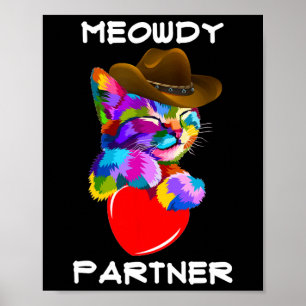 Funny Animal Cat Meowdy Partner Western Line Tanz Poster