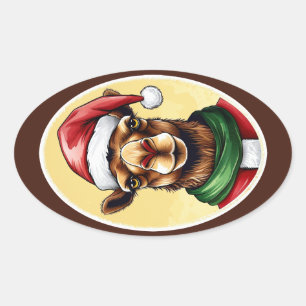 Funny Animal Christmas Favorites - Camel 1 Ovaler Aufkleber
