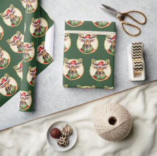 Funny Animal Christmas Favorites - Hirsch 2 Geschenkpapier