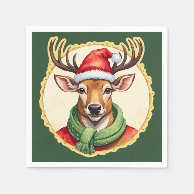 Funny Animal Christmas Favorites - Hirsch 2 Serviette (Vorderseite)