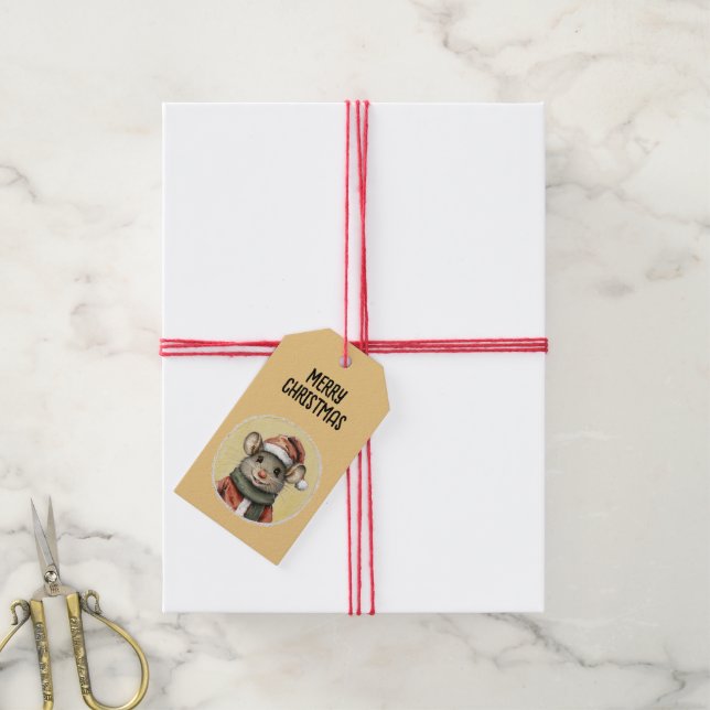 Funny Animal Christmas Favorites - Maus 1 Geschenkanhänger (Mit Garn)