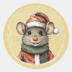 Funny Animal Christmas Favorites - Maus 1 Runder Aufkleber