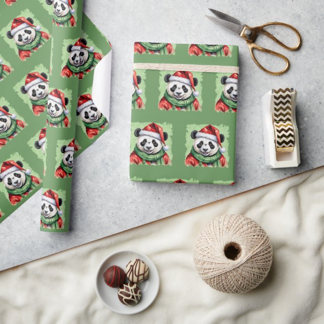 Funny Animal Christmas Favorites - Panda 1 Geschenkpapier (Kunsthandwerk)