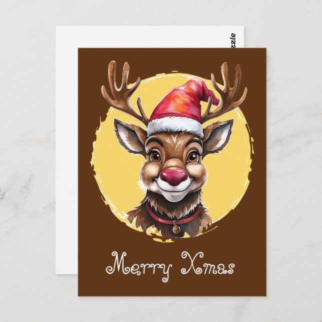 Funny Animal Christmas Favorites - Rentier 1 Postkarte (Vorne/Hinten)