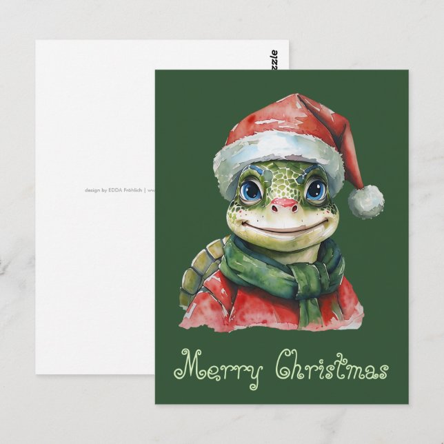 Funny Animal Christmas Favorites - Schildkröte 2 Postkarte (Vorne/Hinten)