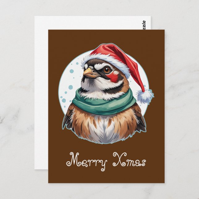 Funny Animal Christmas Favorites - Sparrow 1 Postkarte (Vorne/Hinten)