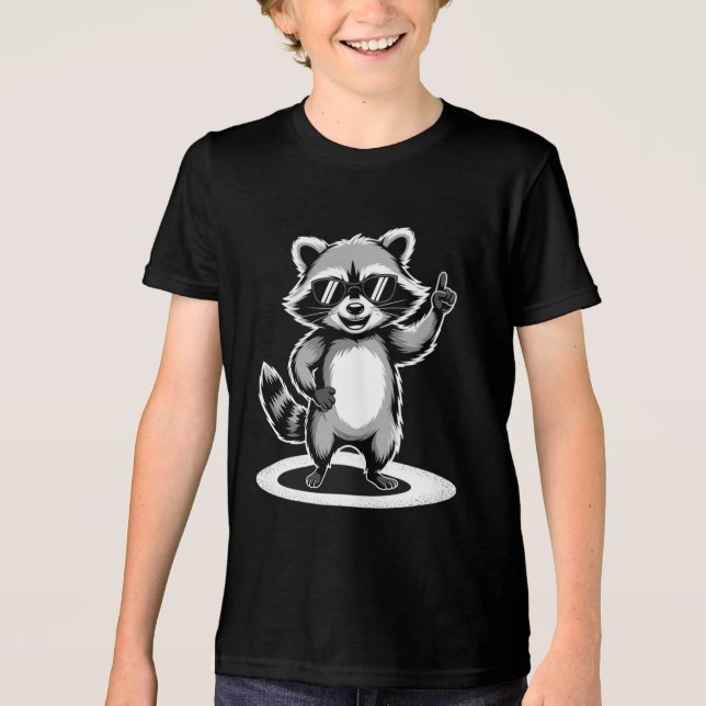 Funny Animal Gift | Cool Raccoon Rock Star Tri-Blend Shirt (Vorderseite)