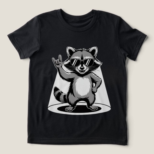 Funny Animal Gift | Cool Raccoon Rock Star Tri-Blend Shirt (Design Vorderseite)