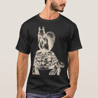Funny Animal Gift Turtle Riding Eichhörnchen T-Shirt