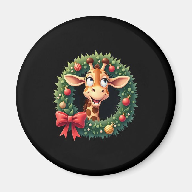 Funny Animal Giraffe Meme Face Festive Xmas T-Shir Magnet (Vorne)