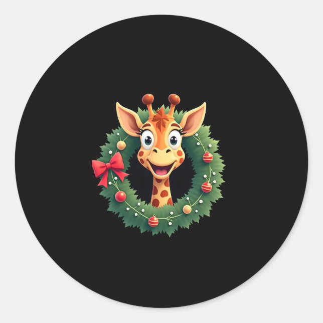 Funny Animal Giraffe Meme Face Festive Xmas T-Shir Runder Aufkleber (Vorderseite)