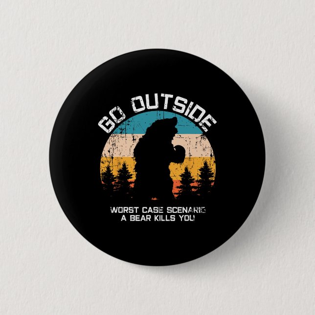 Funny Animal Go Outdoor wird von Bären gegessen Button (Vorderseite)