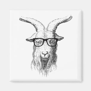 Funny Animal Hipster Ziege mit Brille Magnet