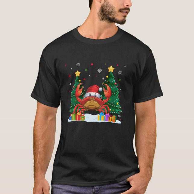 Funny Animal Lovers Crab Weihnachtsmannmütze Ugge  T-Shirt (Vorderseite)