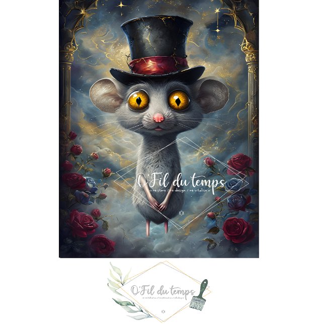 Funny Animal mit Hat Decoupage Papier. Seidenpapier (Von Creator hochgeladen)