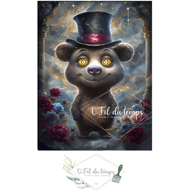 Funny Animal mit Hat Decoupage Papier. Seidenpapier (Von Creator hochgeladen)