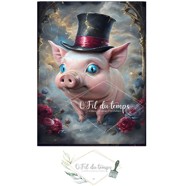 Funny Animal mit Hat Decoupage Papier. Seidenpapier (Von Creator hochgeladen)