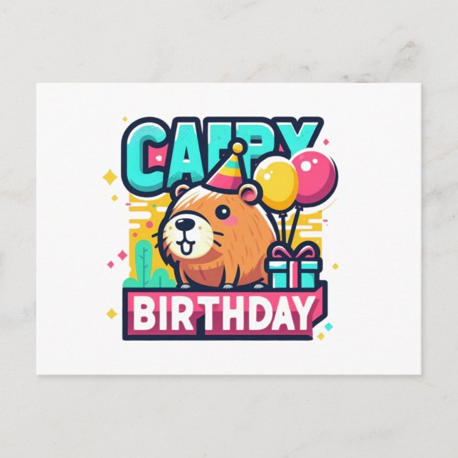 Funny Animal Pub - Capybara Geburtstagsfeier Postkarte (Vorderseite)