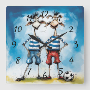 Funny animal soccplayer Poster Quadratische Wanduhr