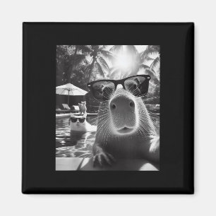 Funny Animal Swimming Pool Capybara Selfie mit Ca Magnet