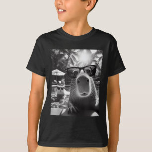 Funny Animal Swimming Pool Capybara Selfie mit Ca T-Shirt