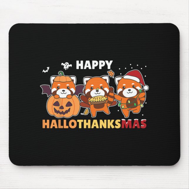 Funny Animals For The Holidays Red Panda Christmas Mousepad (Vorne)