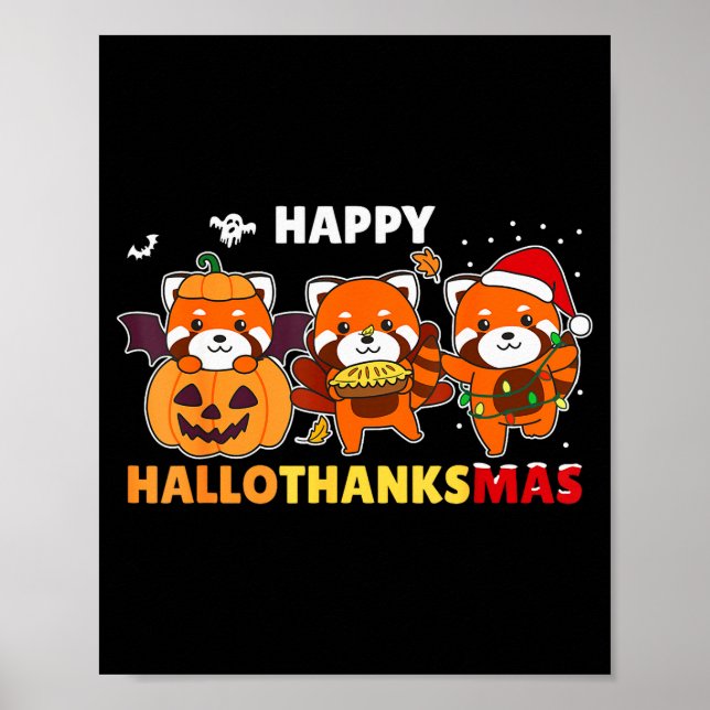 Funny Animals For The Holidays Red Panda Christmas Poster (Vorne)