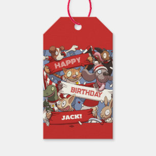 Funny Animals Happy Geburtstag Fügen Sie Ihren Nam Geschenkanhänger