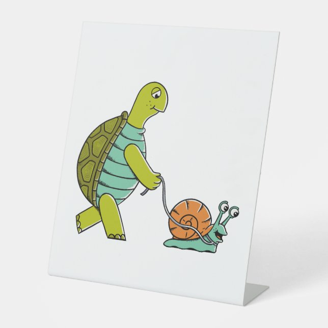 Funny Animals Turtle And Snail Sockelschild (Vorderseite)