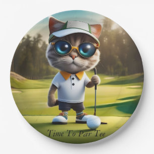 Funny Animated Cat Golf Player, Pappteller