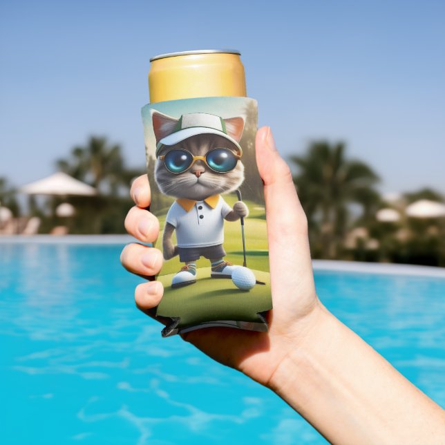 Funny Animated Cat Golf Player, Selters Dosenkühler (In Situ Pool)