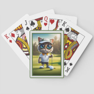 Funny Animated Cat Golf Player, Spielkarten