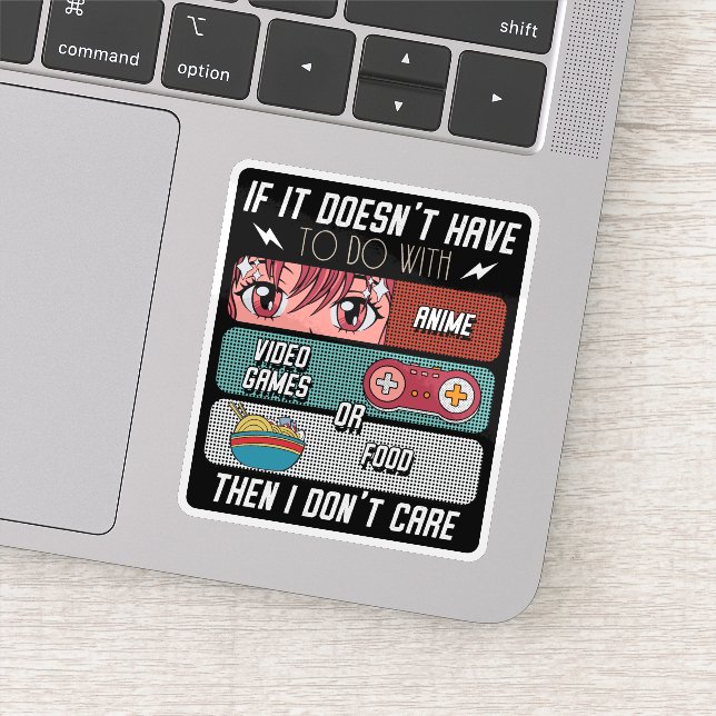 Funny Anime Fans Food and Video Games Lover Gesche Aufkleber (Detail)