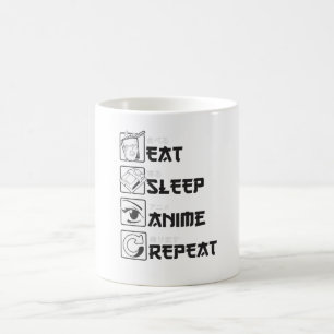 Funny Anime Geschenk Eat Sleep Wiederholung Otaku Kaffeetasse